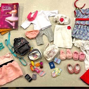 American Girl 18” gear. Update: removed red headband and white shorts